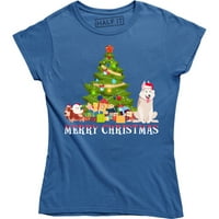 Весела Коледа Дядо Коледа, яздеща куче Забавна тениска ваканционна тениска