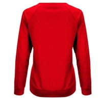Есента зимни жени ежедневни върхове дами печат суитчър блуза тройник пуловер червен xxl