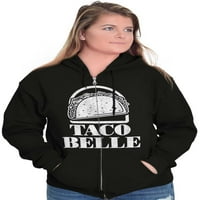 Taco Belle Мексиканска бърза храна Забавна пощенски суичър с качулка Жени Бриско Брандс 2x