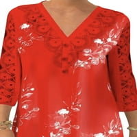 Keeccty жени ръкав v-образно отпечатване на летни облечени ризи