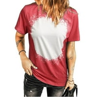 Голяма тениска за жени пачуърк графични тийнейджъри за печат ризи с къс ръкав в врата небрежно летни върхове на тройници