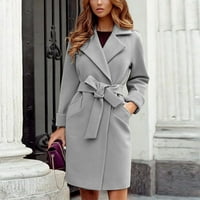 Женско палто зима със средна дължина на палто от кардиган с колан с колан с колан с колан