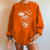 Качулки за жени горещи продажби ежедневни качулки женски небрежен моден суичър печат с дълъг ръкав O-деколте пуловер качулки жълт m
