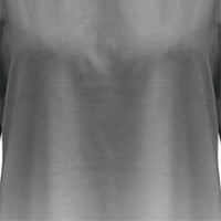 Дамски върхове дълги ръкави жени блуза свободни плътни цветни ризи екипаж на врата лято сиво xl