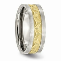 Неръждаема стомана, жълта жълта IP мъжки мъжки матови четки с сватбена лента с размер на пръстена 12,5