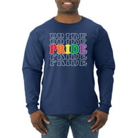 Rainbow LGBTQ Gay Pride Повтаряща се LGBT гордост мъжки риза с дълъг ръкав, бардо, 2xl