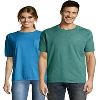 Hanes Originals Unise Barment Dyed джобна тениска Испански мъх XL