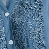 Летни спестявания Просвещение Женски върхове Бутон райета печат с къс ръкав ежедневна риза горна блуза