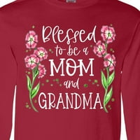 Мастически благословен да бъде мама и баба розови цветя с дълъг ръкав с дълъг ръкав