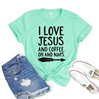 Любов Исус и кафе риза християнски тениска дрямка на тениски ризи за поклонение