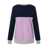 Жените Дълъг Ръкав Кръг Врата Случайни Топ Снаждане Контрастен Цвят Мода Хлабав Случайни Пуловер