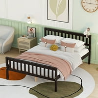 Борнмио в пълен размер Дърво платформа легло с табла за еспресо цвят