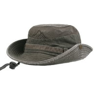 iopqo кофа шапки Мъжки памук бродерия козирка Mesh Bucket Hats Fisherman Hat Outdoor Climbing Cab Hat Army Green