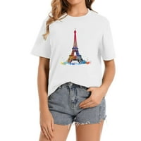 Aiffel Tower Water Color Модни жени Лятна графична тениска Париж любовник подаръци