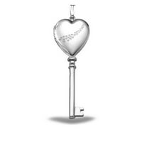Picturesongold.com каскада от сърца Колие от ключ за сърдечен ключ за колчан от колие - стерлингово сребро