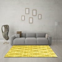 Ahgly Company Indoor Rectangle Trellis Yellow Modern Area Rugs, 2 '4'