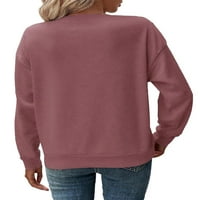 Небрежни обикновени пуловери за шия на лодка с дълъг ръкав прашни розови жени суичъри