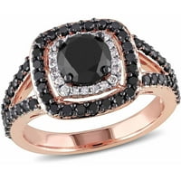Карат Т. В. черно-бял диамант 14кт Розово злато годежен пръстен