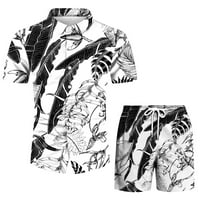 Фрагарн мъжки риза за цветя Хавайски комплекти Небрежен бутон надолу с късо ръкав риза