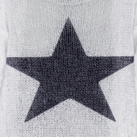 Лизенрейн Дамски Пуловер Пентаграм модел Дълъг ръкав върхове И2к естетичен гръндж Фередже дрехи за плетене на една кука трикотаж