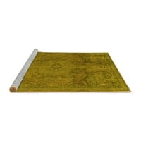 Ahgly Company Machine Pashable Indoor Square Abstract Yellow Modern Area Cugs, 5 'квадрат